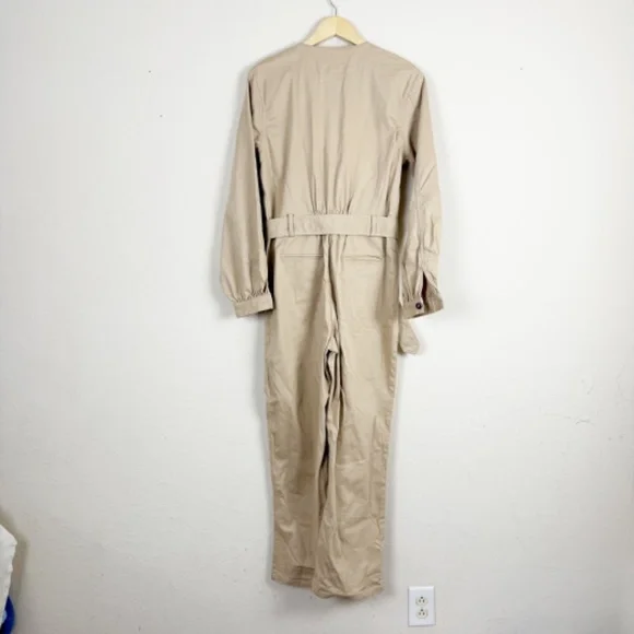 L' Academie Tan Zip Up Jumpsuit Size Small